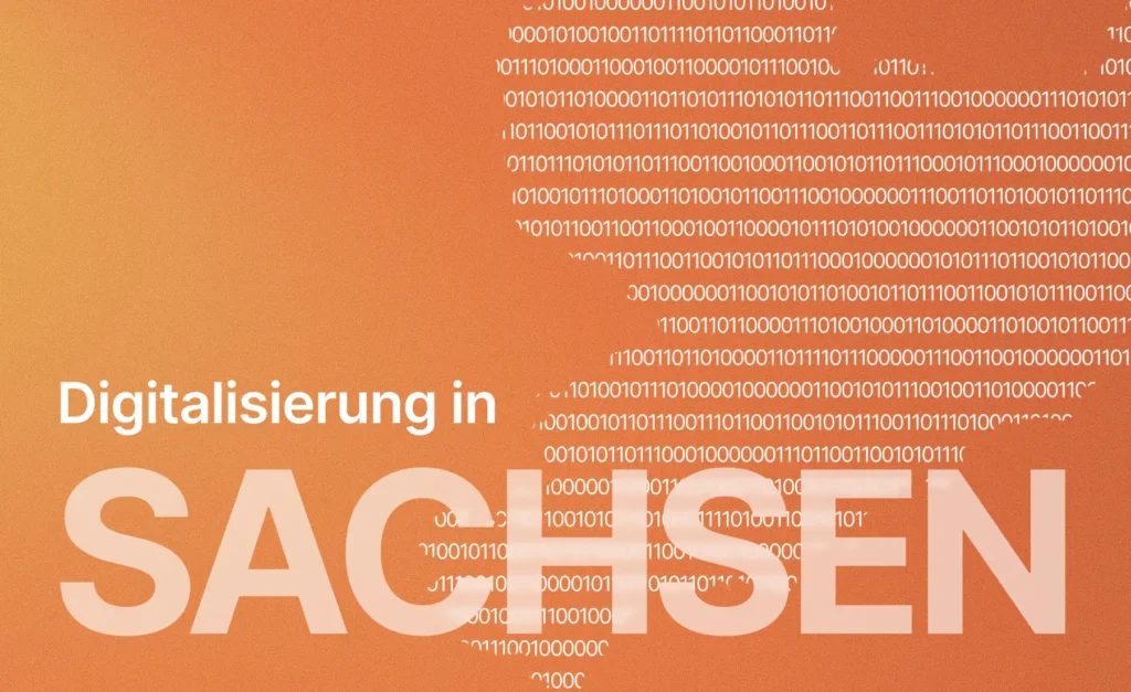 Grafische Darstellung von Sachsen in Binärcode als Symbol für die Förderung der Digitalisierung in Sachsen.