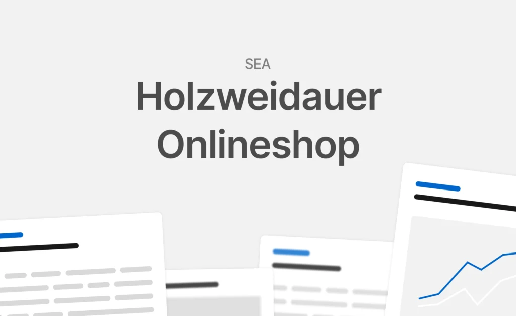 Schematische Darstellung von Google Ads Reports und Leistungskennzahlen für die Case Study von Holzweidauer